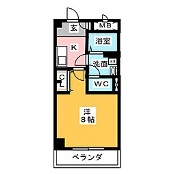 ルミナス緒川2 1Kの間取図画像