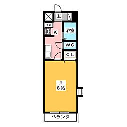 ソレイユ山代 1Kの間取図画像