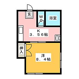 クリスティ緒川 1Kの間取図画像