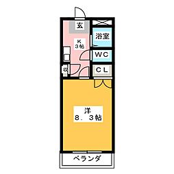 Phlox五反田 1Kの間取図画像