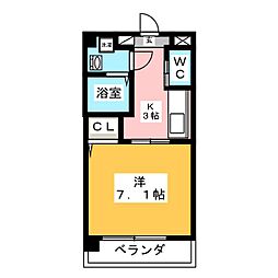 プランドールユー 1Kの間取図画像