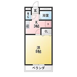 アビーロード 1Kの間取図画像