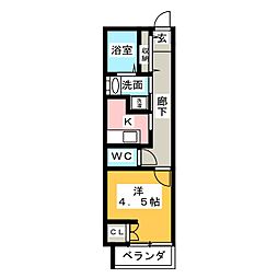 MONREVEBeeHouse 1Kの間取図画像