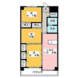 COCOハンダ 3LDKの間取図画像