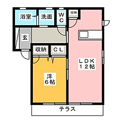 グリーンパーク飯森B 1LDKの間取図画像