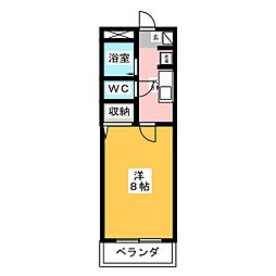 サンシャインA 1Kの間取図画像