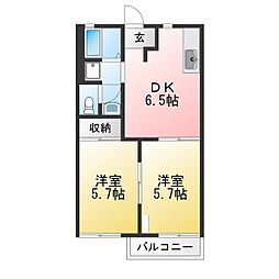 セントラル・ヒルズ 2DKの間取図画像