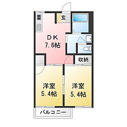 フレグランスT&A 2DKの間取図画像