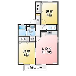 ドシル 2LDKの間取図画像