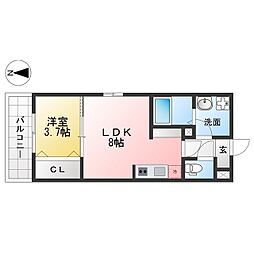 陽だまりとそよ風のテラス 1LDKの間取図画像