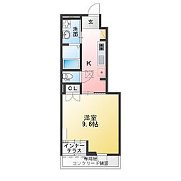 Verger(ヴェルジュ) 1Kの間取図画像