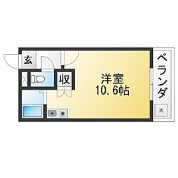 コーポアップル ワンルームの間取図画像