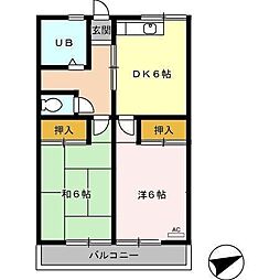 ハイツ呉竹 2DKの間取図画像