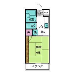 ヴィーブルエスト 2階1Kの間取り