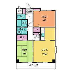 キングリー 3階2LDKの間取り