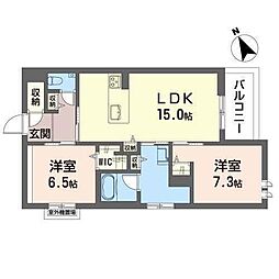 フレオベージ 3階2LDKの間取り