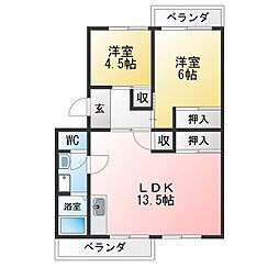 ドエル法土 2LDKの間取図画像