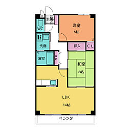 サザンクロス 2LDKの間取図画像