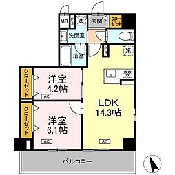ヴィラトルチュ東刈谷 2LDKの間取図画像