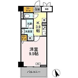 ヴィラトルチュ東刈谷 1Kの間取図画像