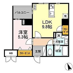 ヴィラトルチュ東刈谷 1LDKの間取図画像