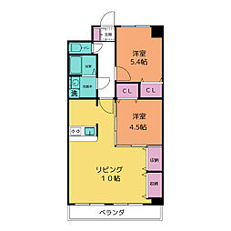 クレストール築地 2LDKの間取図画像