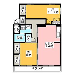 センチュリー住吉 2LDKの間取図画像