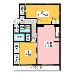 センチュリー住吉 2LDKの間取図画像