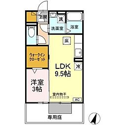 セジュール萌 1LDKの間取図画像