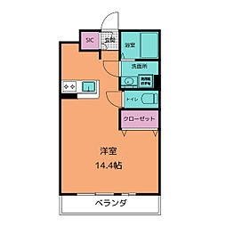 Queen'sIsland ワンルームの間取図画像