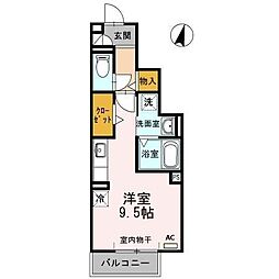 ヴィラ小山B ワンルームの間取図画像