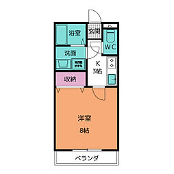 ワッフル 1Kの間取図画像