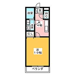 コーポアニヴェルセル2 1Kの間取図画像