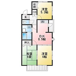 ルートカメリア 3DKの間取図画像