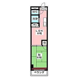 ニューブラウンハイツ 1LDKの間取図画像