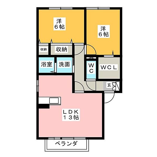 パルクＦＵ ｜愛知県春日井市如意申町４丁目(賃貸アパート2LDK・1階・58.79㎡)の写真 その2