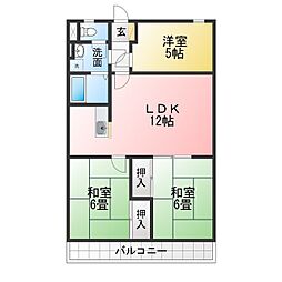 ニューブラウンハイツ 3LDKの間取図画像