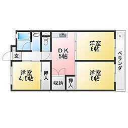 アルメリアコーポ 3DKの間取図画像