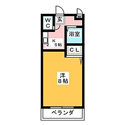 エトワール如意申 1Kの間取図画像
