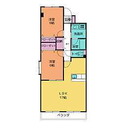 URBANSTAGE春日井 2LDKの間取図画像