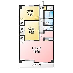 エクセル上八田 2LDKの間取図画像