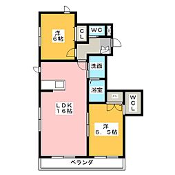 TAO大和通 2LDKの間取図画像