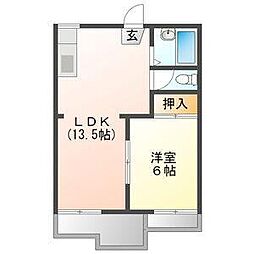 タウニィ大和 1LDKの間取図画像