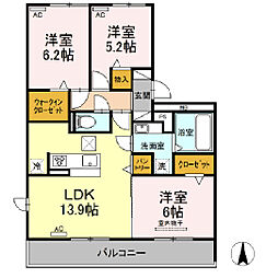 グランディール 3LDKの間取図画像