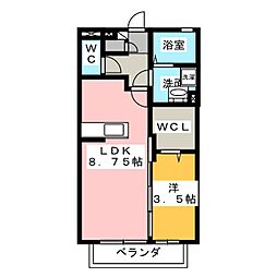 エスポワール大手 1LDKの間取図画像