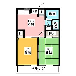 シティハイムグランディール 2DKの間取図画像