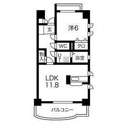 アンソレイェ勝川 1LDKの間取図画像