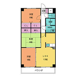ピアチェボーレ春日井 3LDKの間取図画像