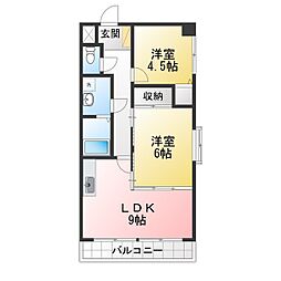 アベニュー大手町 2LDKの間取図画像