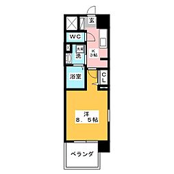 セレニティー勝川 1Kの間取図画像